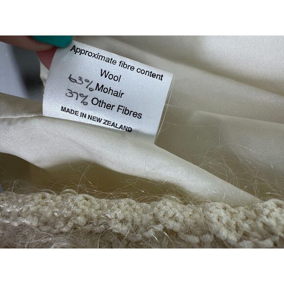 Lynn Williams New Zealand Vintage Mohair Wool Cream Cardigan Pearl Button Large - Picture 2 of 7